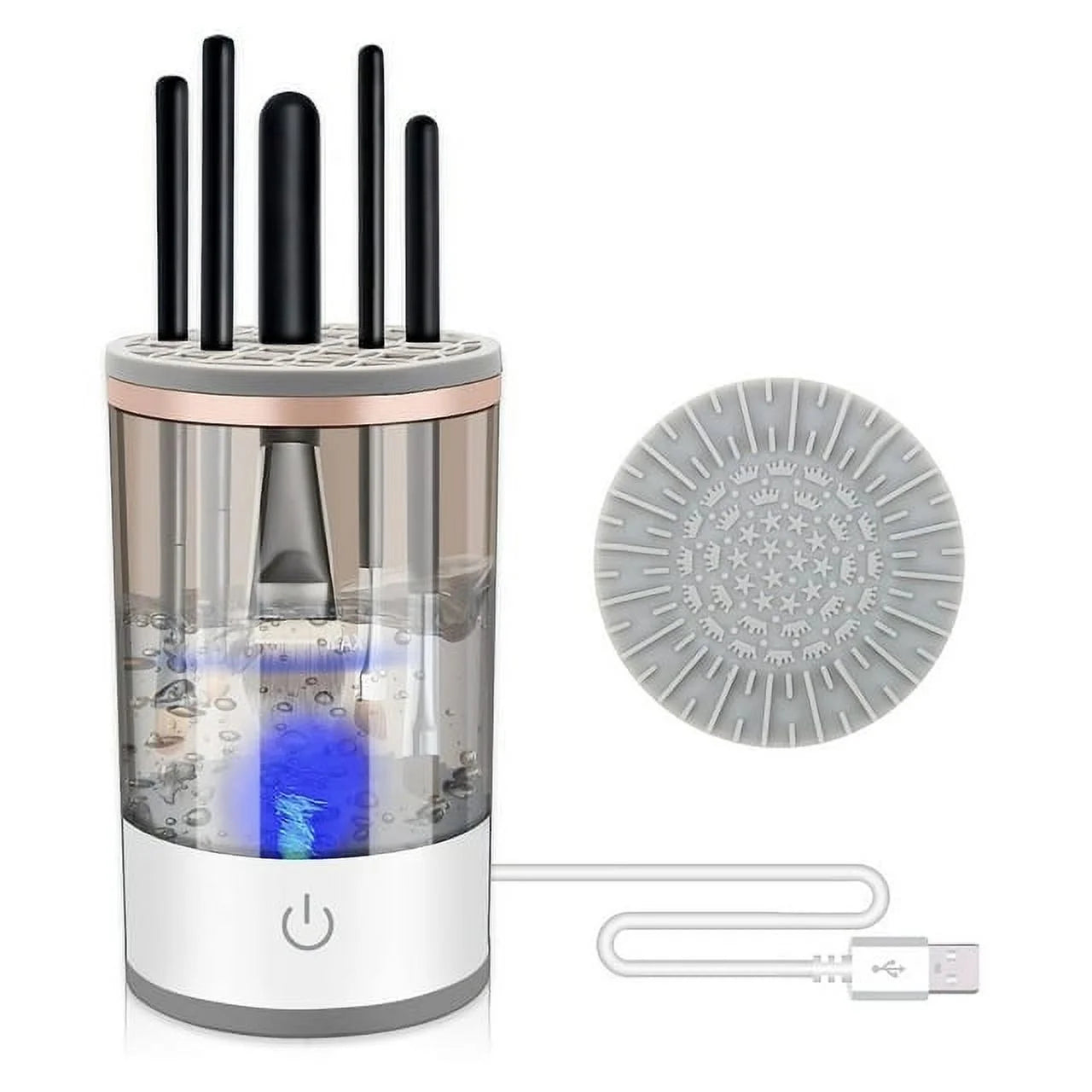 Electric Makeup Brush Cleaner Machine,Portable Makeup Brush Cleaner with Cosmetic Brush Cleaner Silicone Mat, for All Size Makeup Brushes Beauty Tools Set, Gift for Mother'S Day & Christmas