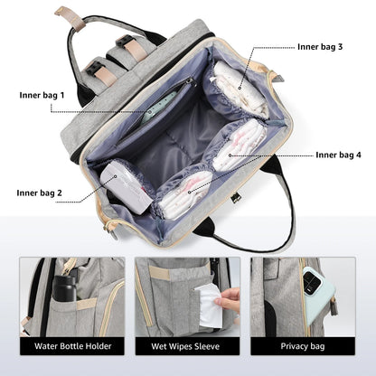 Diaper Bag Backpack,Multi-Functional Diaper Bag with Changing Station,Usb Charging Port,Grey Color